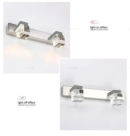 LED Wall Lights Crystal Sconce For Bathroom, Touch On/Off Light