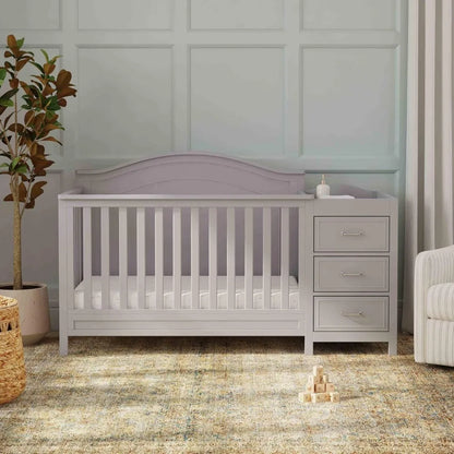 Charlie 4-in-1 Convertible Baby Crib w/Changing Table - Wooden Toddler Bed, Daybed & Twin Bed Conversion - GREENGUARD Gold Cert