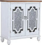 Sophia & William Accent Cabinet with 2 Doors - Distressed Storage Cabinet with Wood Frame and Checkered Patterns - Other Designs