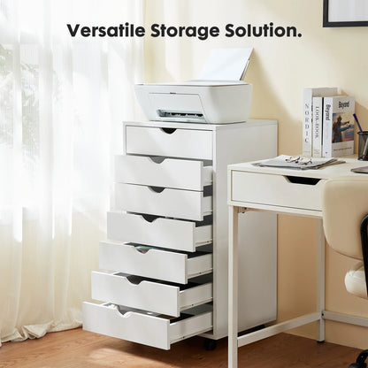 7 Drawer Dressers - Storage Rolling Cabinet - Wooden