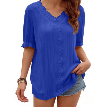 Ladies Summer Hollow Short-Sleeved Tops -Tops For Women, Summer Clothes