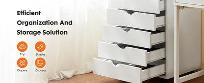 7 Drawer Dressers - Storage Rolling Cabinet - Wooden