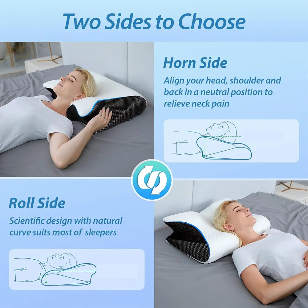 Butterfly Sleep Memory Neck Pillow - Slow Rebound - Comfortable Memory Foam - Cervical Orthopedic For Neck