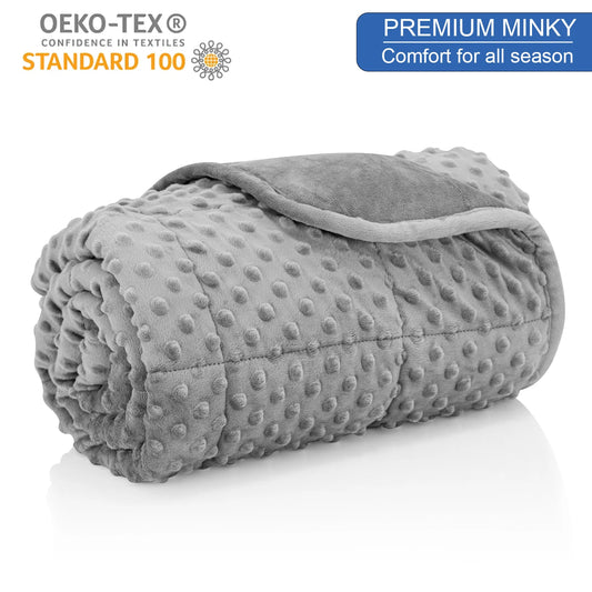 Gray Casual Weighted Blanket - For Stress, Insomnia, Anxiety, Heavy Thickened Blanket with Premium Glass Beads