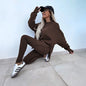 Women's Spring and Autumn Sports Hoodie - Long Sleeve - Solid Color Hoodie - Casual & Two Piece Set