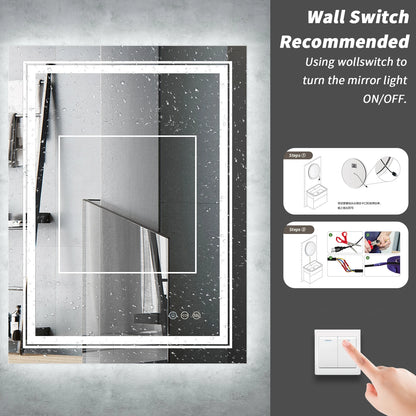 LUVODI LED Mirror Bathroom Wall Mounted Magnifying Mirror - For Washroom, Shower, Vanity, Makeup or Shaving Mirrors