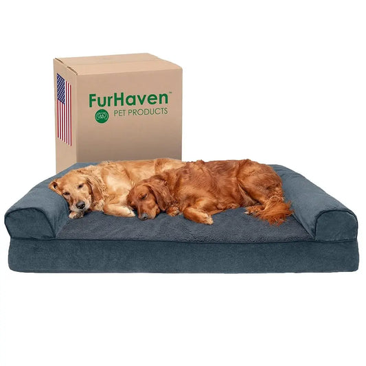 Orthopedic Dog Bed For Large Dogs W/ Removable Bolsters & Washable Cover - For Dogs Up To 125 Lbs - Sherpa & Chenille Sofa