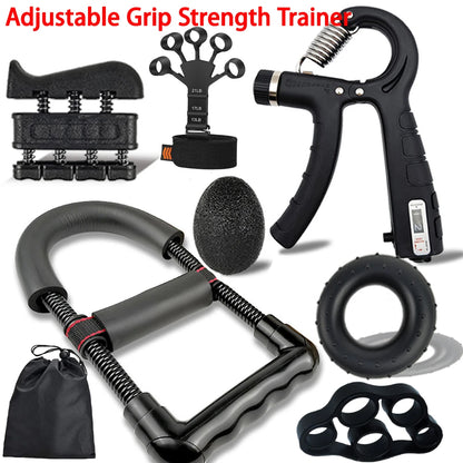 Adjustable Grip Strength Trainer Wrist & Finger Exerciser Hand Grip Strengthener - Muscle Building - Injury Recover Expander Kit