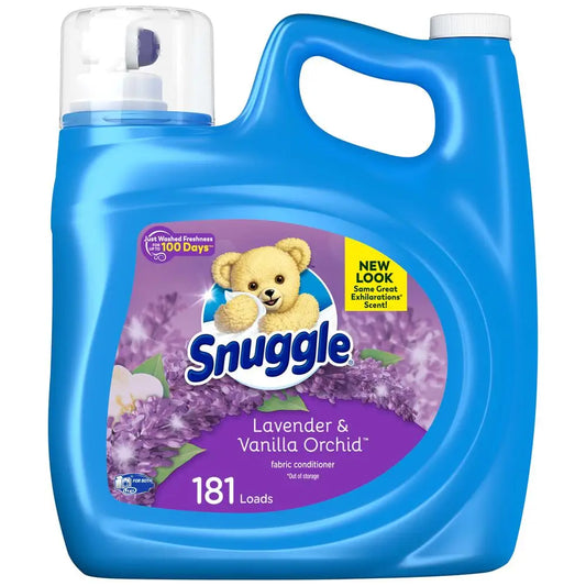 Snuggle Lavender Vanilla Orchid Fabric Softener - 145oz 181 Loads - Serene Scent, Softness, Freshness, Wrinkle Reduction, Static Cling - Top Front