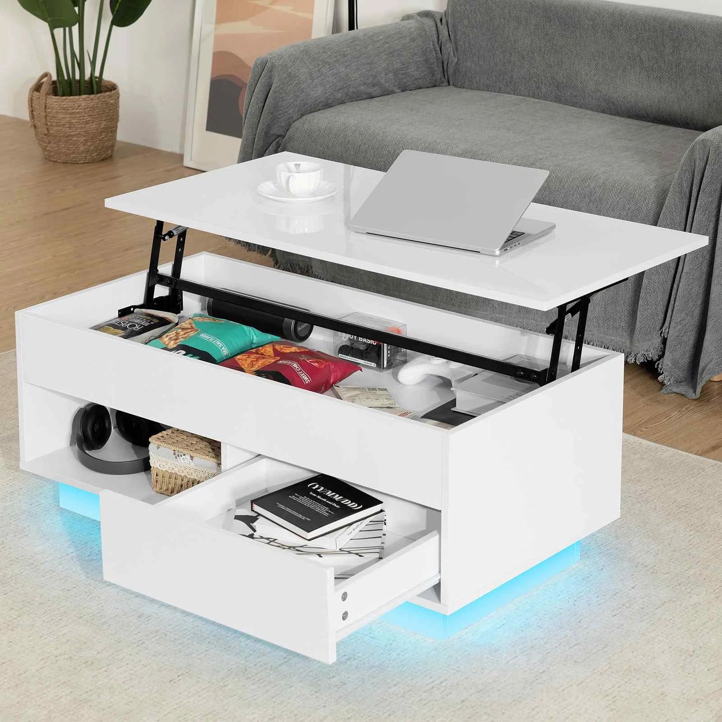 LED Lift Coffee Table - The Ultimate Modern Furniture - Height Adjustment and Sleek Design