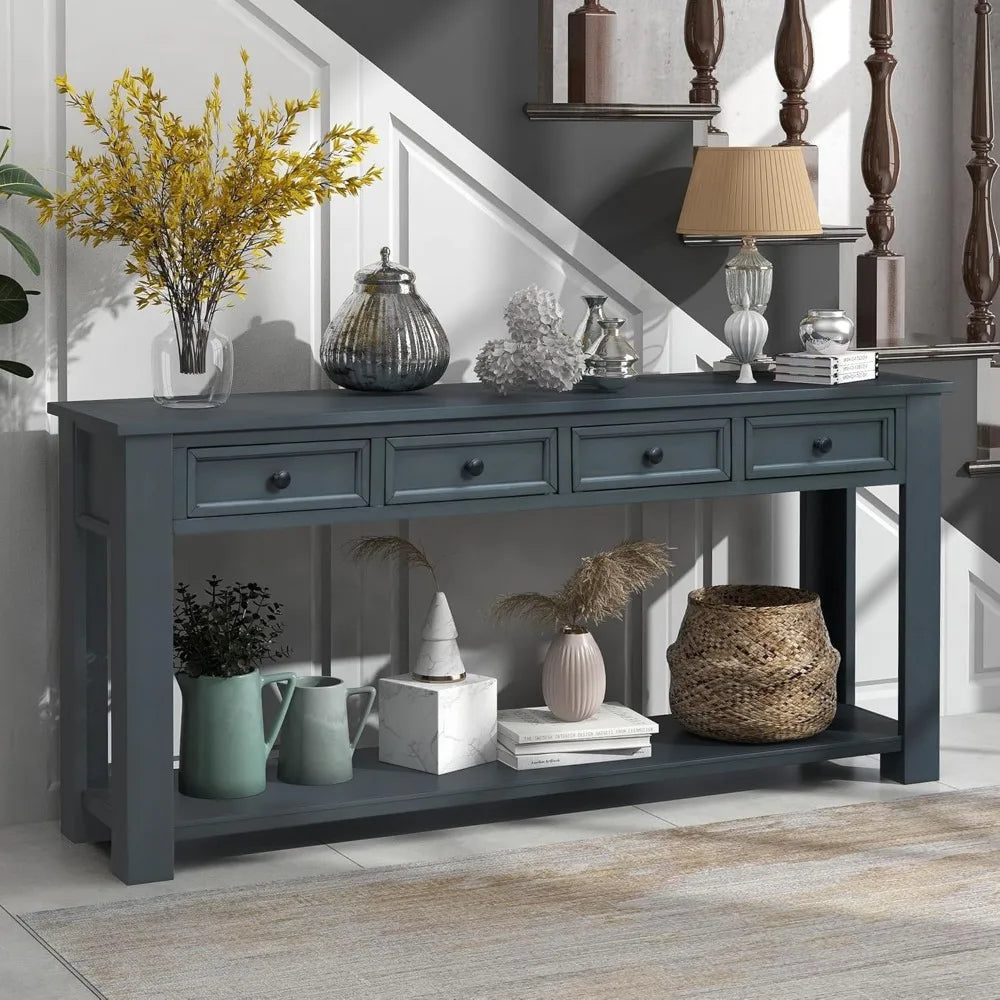 Console Table for Entryway, Hallway Or Sofa Table with Storage Drawers and Bottom Shelf