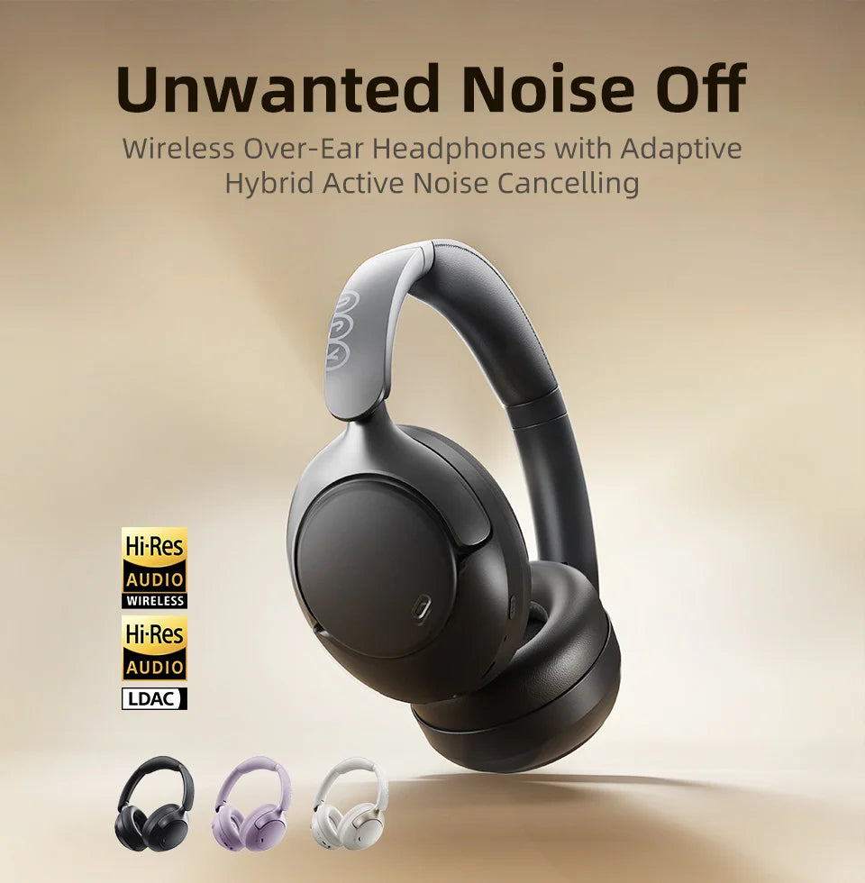 Adaptive ANC Wireless Headphones Over Ear Headset - 50dB with LDAC Hi-Res - Wireless Audio Bluetooth 5.4 Dual Connection