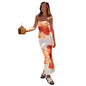 2025 New Floral Print Sleeveless Dress - Off Shoulder, Slim Fit - Floor Length Dress