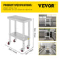 Stainless Steel Kitchen Work Space 2 Shelves, Moveable