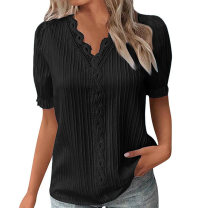 Ladies Summer Hollow Short-Sleeved Tops -Tops For Women, Summer Clothes