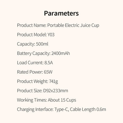 Portable Wireless Fruit Mixer - USB Chargeable