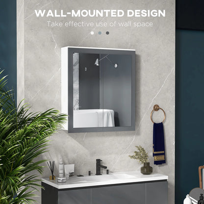 Wall Mounted Bathroom Wall Cabinet with Mirror Double Doors