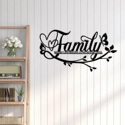 Home Decor, Wall Metal Home Sign, Black Wall Art Flower Letter Sign, Metal Happy Wall Art, for Home Wall Decorations