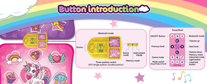Unicorn Dance Mat x2 For Girls - A 9-Level Dancing Game - Indoor Or Outdoor Music Play Mat