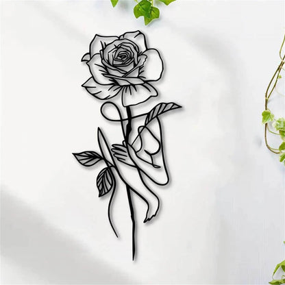 Black Metal Rose for Wall Decor - 3D Flower