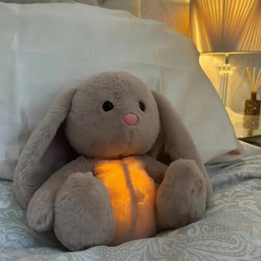 Plush Breathing Bunny Doll For Comfort - Peaceful Music To Relieve Tension & Anxiety & Baby Bunny Also Consoles At Sleepy Time