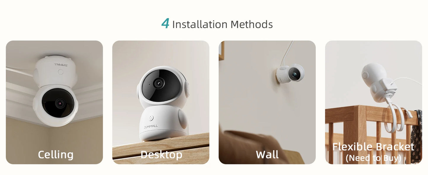 Wireless Security Camera - 5G/2.4G WiFi - Baby/Elderly/Pet Monitor w/ Camera and Audio - One-Click Call - Auto Tracking - Cry/PIR/AI