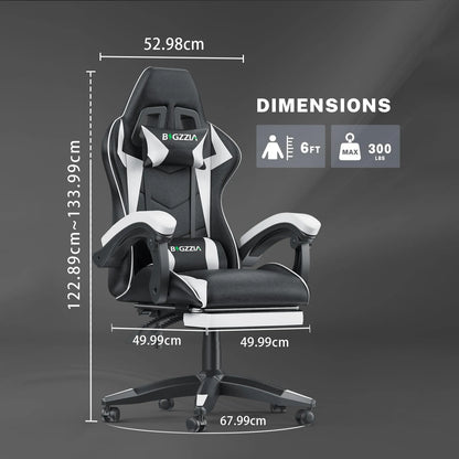 Ergonomic Gaming Chair with Footrest & Lumbar Cushion, Headrest, Height Adjustable Computer Chair