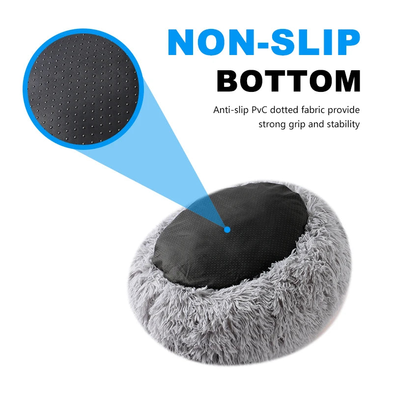 Fluffy Pets Dogs Or Cats Bed - Large Round Bed - Super Warm & Soft - Cat House - Plush Cat Nest - Small Dog Cuddles - 16''-39''
