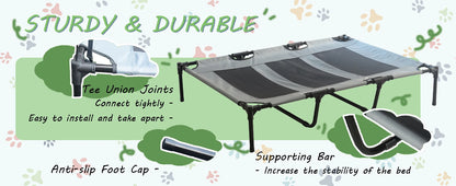 Dog Bed with Canopy - Anti Scratch Oxford Fabric - Summer Portable Pet Cot - Anti Slip - Indoor, Outdoor