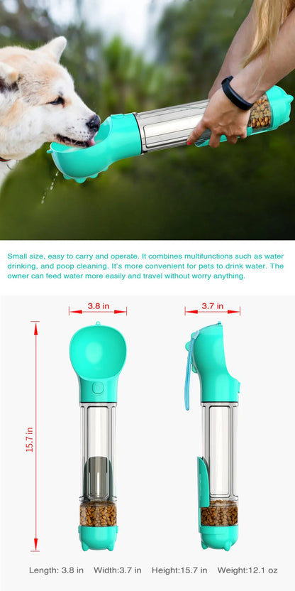 Portable Pet Dog Water Bottle For Small, Large Dogs - Travel Puppy, Cat Drinking Bowl Outdoor Pet Water Dispenser & Feeder with shovel & Pet's Poo Bags
