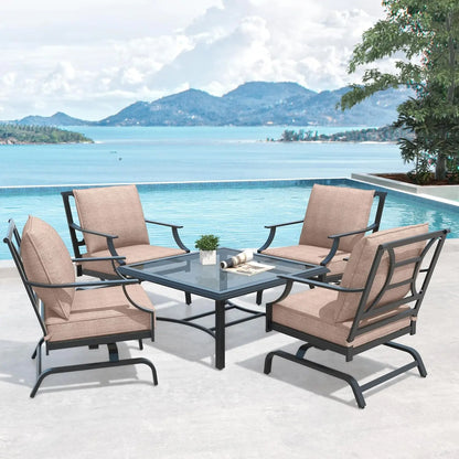 Patio Outdoor Furniture Set - Coffee Table, Patio Rocking Chairs with 3 Color To Choose