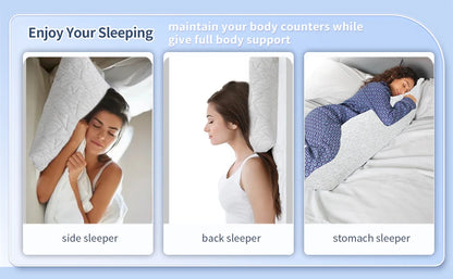 Memory Foam Body Pillow - Fluffy Body Pillows for Adults - Large Long Bed Pillows for Sleeping - 20x54 inch, White