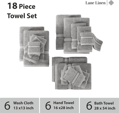 100% Cotton Soft 18 Piece Bath Towel Set - Quick Dry - Highly Absorbent Shower Towels