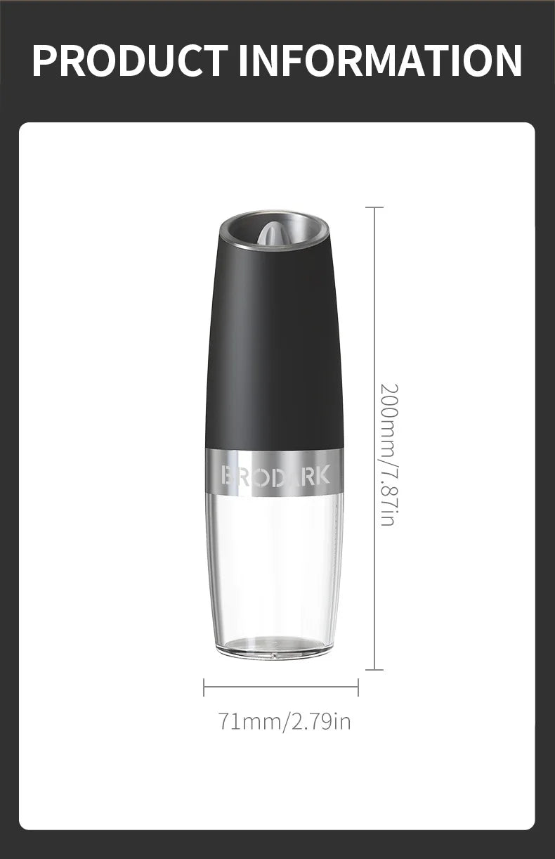 1 or 2pcs Gravity Electric Salt And Pepper Grinder Set - Battery Powered - LED Light - One HandAutomatic Operation