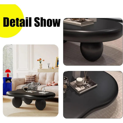 Modern Coffee Table - Abstract Cloud Shape - Low Coffee Table Irregular Indoor Tea Table with 3 Oval Leg for Living Room (47in) Office