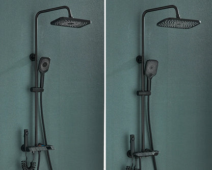 Rozin Black Smart Digital Display Shower Faucet Set - Piano Style Rainfall Bathroom System - Grey Digital Mixer Tap & Bidet Shower