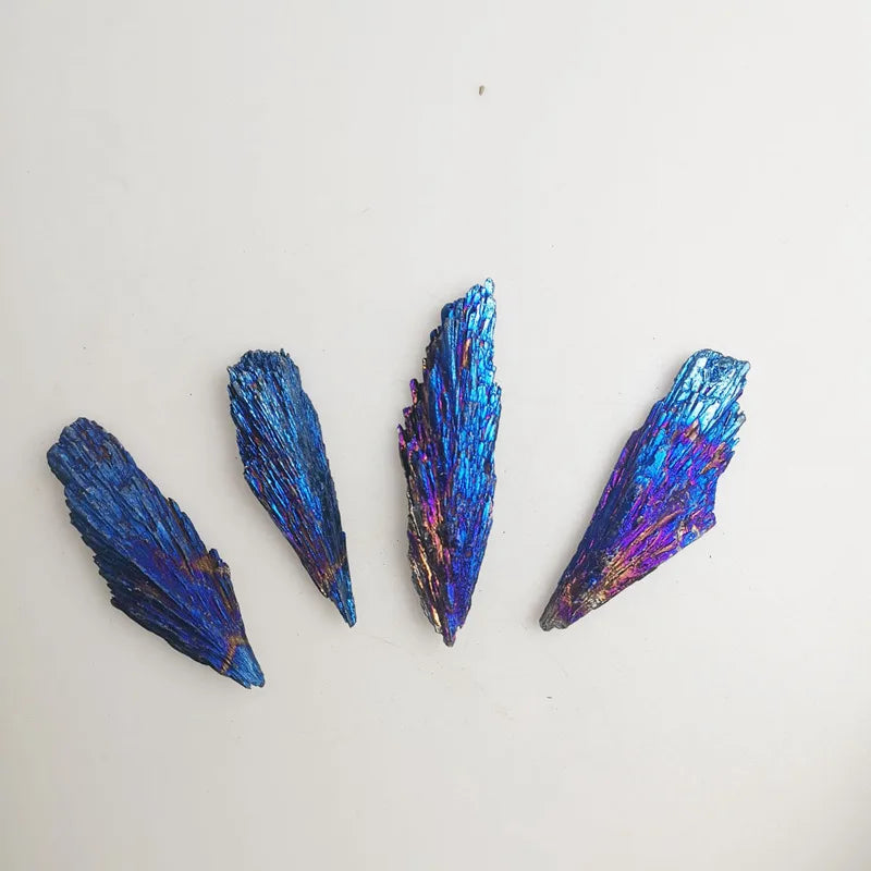 5-10g Raw Natural Rainbow Kyanite Titanium Coated Quartz Cluster (Peacock Feather & Flame Shapes)