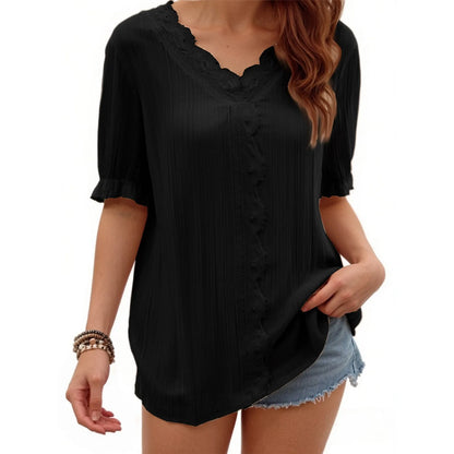 Ladies Summer Hollow Short-Sleeved Tops -Tops For Women, Summer Clothes