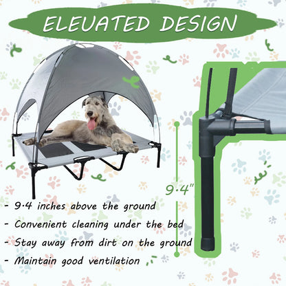 Dog Bed with Canopy - Anti Scratch Oxford Fabric - Summer Portable Pet Cot - Anti Slip - Indoor, Outdoor
