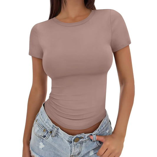 Women's Basic T Shirts - Summer Tops 2025 - Crop Short Sleeve Tee