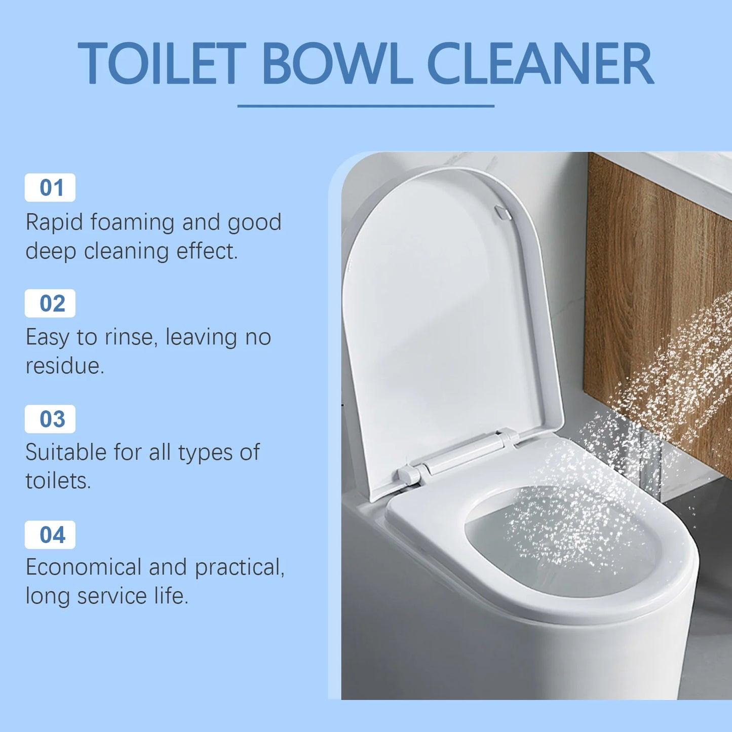 Easy Toilet Powder Cleaning - Quick Foaming Detergent - Deep Cleaning Removes Stubborn Stains