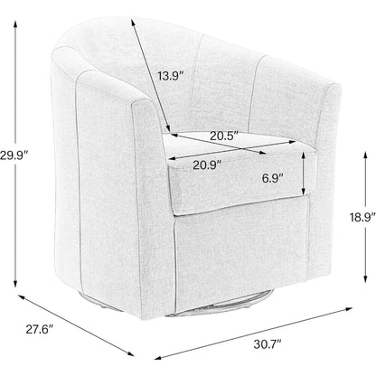 Swivel Accent Armchair - Modern Round Single Sofa Seating Comfy Reading Barrel Chairs - For Living Room, Bedroom or Office