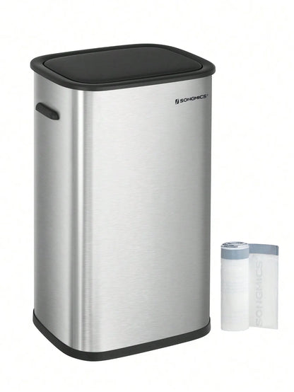 Motion Sensor Trash Can - 13 Gallon Automatic Garbage Can with Soft-Close Lid - Bag Retainer Ring - Stainless Steel