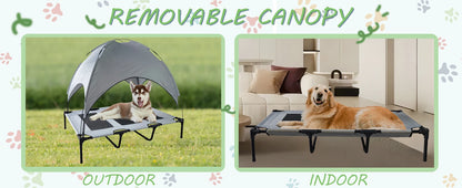 Dog Bed with Canopy - Anti Scratch Oxford Fabric - Summer Portable Pet Cot - Anti Slip - Indoor, Outdoor