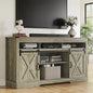 Farmhouse TV Stand for 27-65 Inch TV - Tall Entertainment Center with Storage Cabinets and Sliding Barn Doors