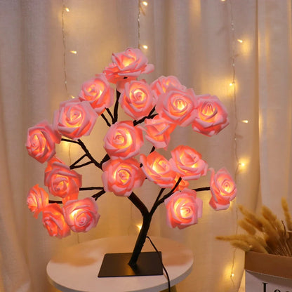 LED Rose Tree Lights 24LEDs - USB Operated Table Lamp - Atmosphere Lighting - Wedding Party Gift, Mother's Day, V-Day & Just Because
