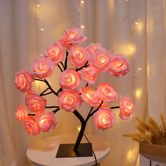 LED Rose Tree Lights 24LEDs - USB Operated Table Lamp - Atmosphere Lighting - Wedding Party Gift, Mother's Day, V-Day & Just Because