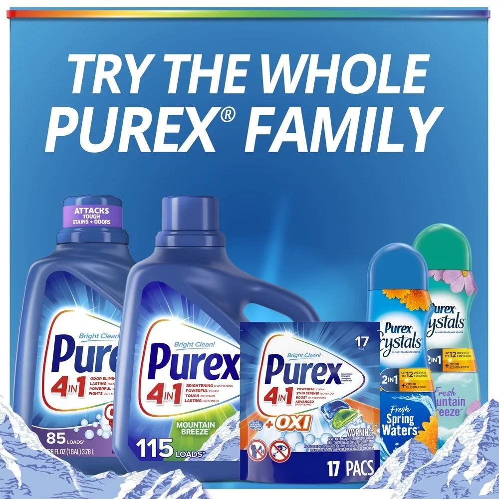 Purex Laundry Detergent - Mountain Breeze 250oz 192 Loads - Heavy Duty Stain Removal - All Purpose Clean