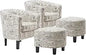 Accent Chair with Ottoman Set of 2 - Curve Back Living Room Chair - Stylish Barrel Club Chair and Footrest Set
