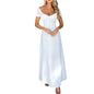 2025 Ladies Maxi Dress - Solid Colors - Chest Wrap - Bowknot Lace-up 2025